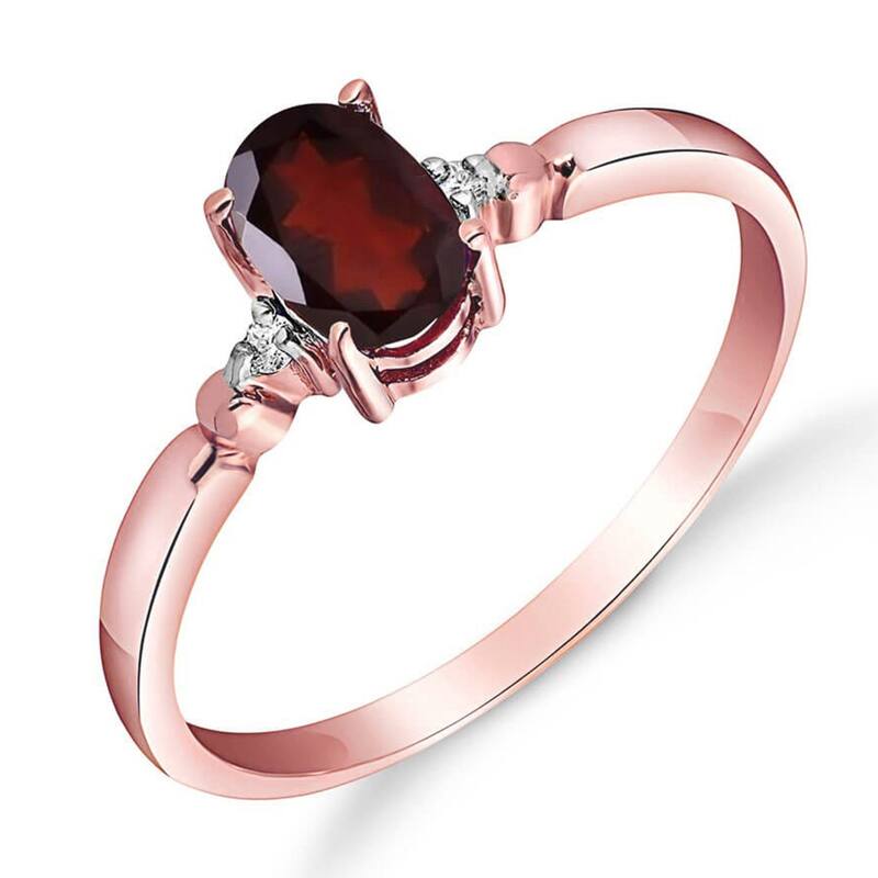 14k Solid Gold Natural Garnet Gemstone Ring w/ Diamonds 0.46 tcw
