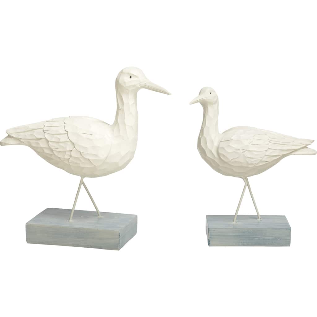 Transpac Resin 10 in. White Spring Shore Birds Set of 2