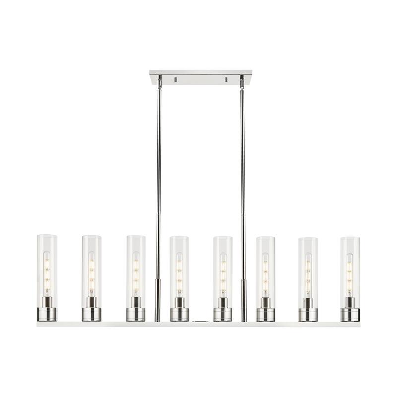Innovations Lighting Downtown Urban - Boreas - 6 Light 48" Stem Hung Island Light with 11" Shades - Clear/Polished Nickel