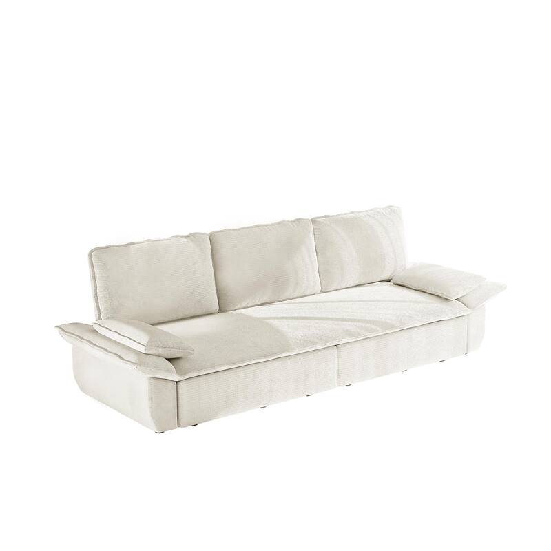 94.5" King Size Corduroy Sleeper Sofa with Pull-Out Bed, 3-in-1 Convertible Design