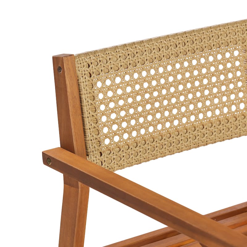 Christopher Knight Home - Modern Outdoor & Indoor Acacia Wood Dining Chairs Set with Wicker Backrest and Armrests