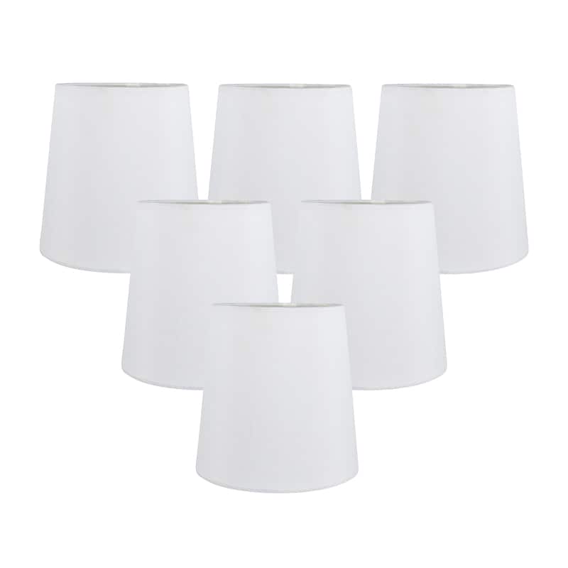 Meriville Faux Silk Clip On Chandelier Lamp Shades, 4-inch by 5-inch by 5-inch - Set of 6 - Off-White