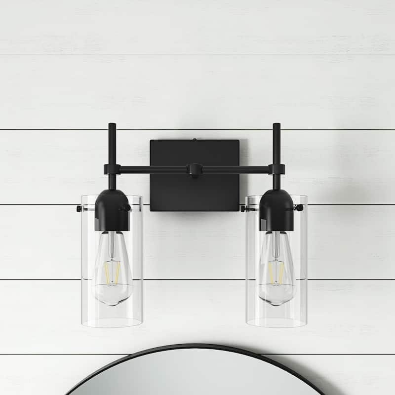 Modern Cylinder Clear Glass Shade Bathroom Vanity Light