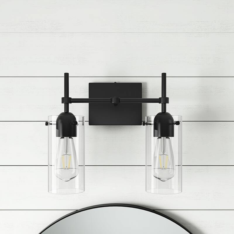 Modern Cylinder Clear Glass Shade Bathroom Vanity Light