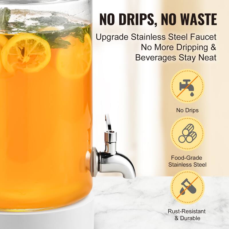 Beverage Dispenser with Spigot and Lid, Iced Tea Lemonade Juice Water Dispenser