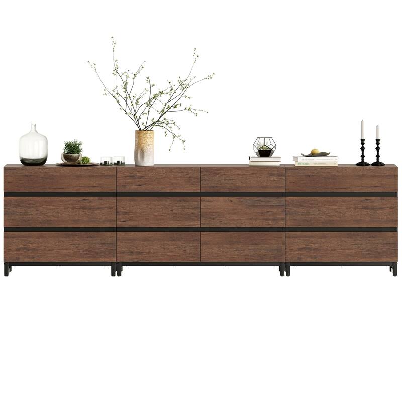 Modern TV Stand for TVs up to 120 inches, 3 in 1 TV Console with 12 Drawers, Media Console with Adjustable Shelf for Living Room