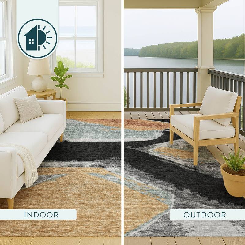 Machine Washable Indoor/ Outdoor Modern Cheney Chantille Rug