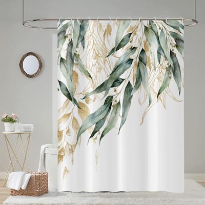 Botanical Bath Curtains Waterproof Fabric for Home Decor, 72"Wx72"H