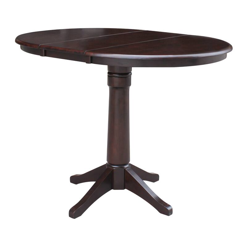 36" Round Top Counter Height Ped Table with 12" Leaf