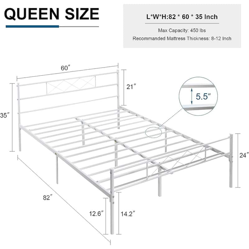 VECELO Modern Premium Metal Platform Bed Frames, Twin/Full/Queen Size Bed, Student apartment Beds