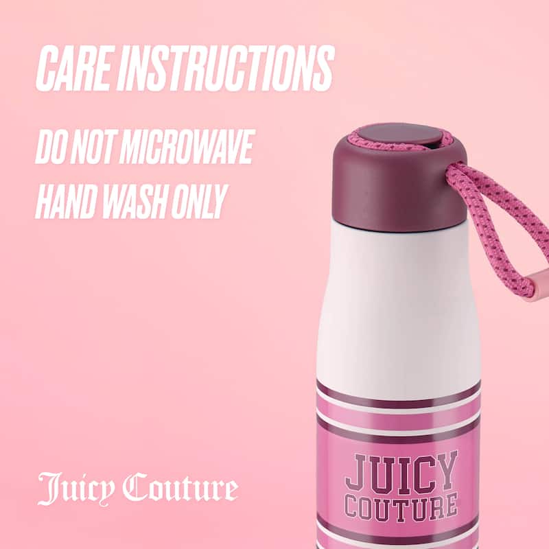 Juicy Couture Luxe Loop Hydration Stainless Steel Tumbler With Woven Loop Handle