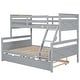 preview thumbnail 13 of 12, Gray Twin over Full Pine Wood Bunk Bed with Ladder and Twin Size Trundle