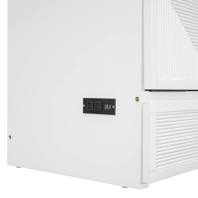 Full Size Murphy Bed with Storage, USB Ports, and Outlets in White