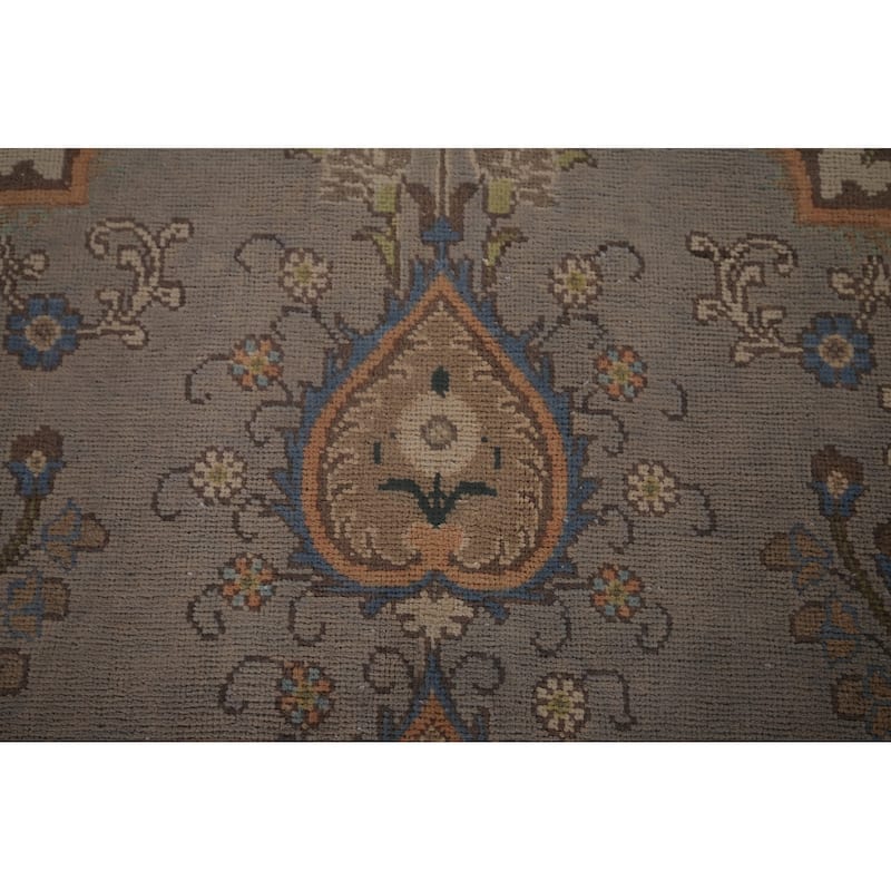 Gray Tabriz Persian Vintage Area Rug Handmade Traditional Wool Carpet - 8'5"x 11'2"