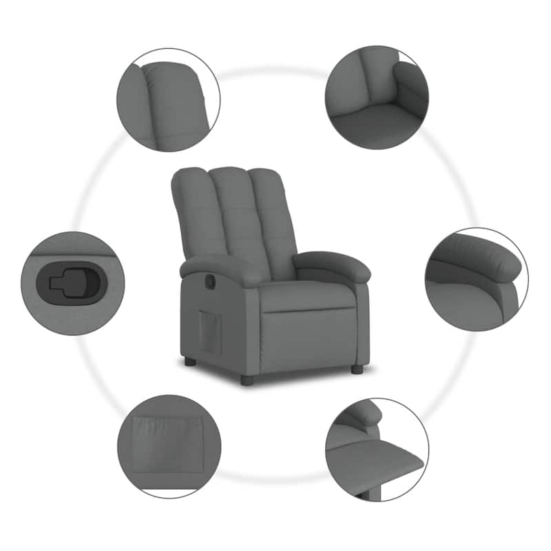 vidaXL Recliner Chair Dark grey Polyester fabric, metal, plywood Large