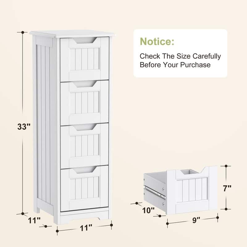 33" Kitchen Pantry Storage Cabinet , Freestanding Wooden Bathroom Storage Cabinet with 4 Drawers for Kitchen and Dining Room