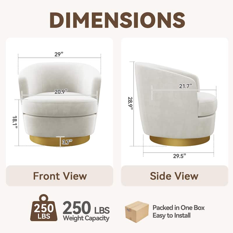 360 Degree Velvet Swivel Club Chair, Soft & Comfotable