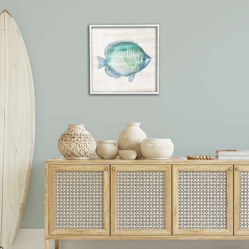 Stupell Fish Impression Sea Life Framed Giclee Art Design By Susan Arnot