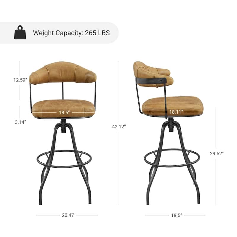 Art Leon Industrial Retro Leather Swivel Barstool
