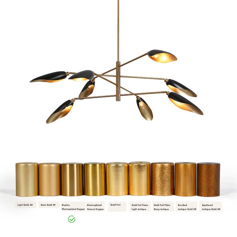Modern Multi-Light Large Black Gold Sputnik Chandelier Metal Pendant Lights for Dining Room