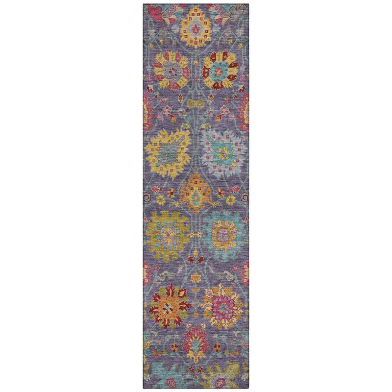 Machine Washable Indoor/ Outdoor Traditional Kashan Chantille Rug