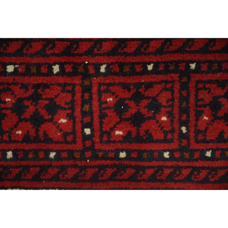 Hand Knotted Oriental 100% Wool Carpet Traditional Tribal Red Balouch Area Rug - 10' 9'' X 8' 3''