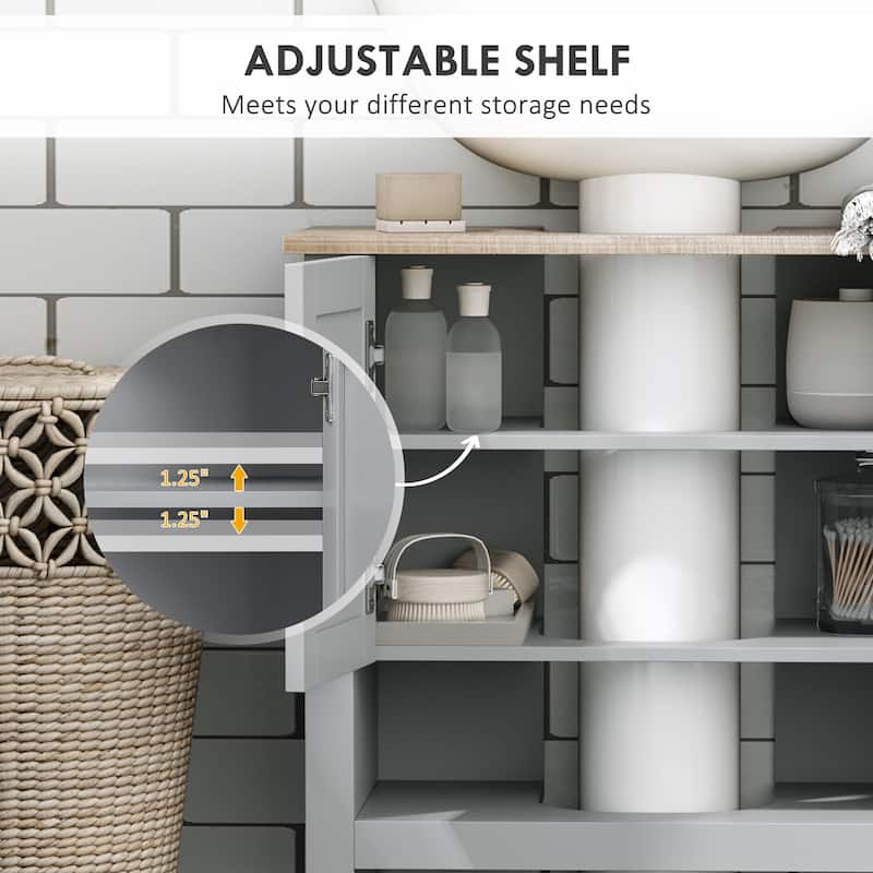 Compact Grey Bathroom Cabinet with U-Shaped Sink Cut-Out and Adjustable Storage Shelving - 23.5" W x 11.75" D x 23.5" H