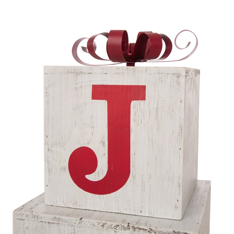 Glitzhome 32"H LED Lighted Wooden Nesting Block JOY Porch Sign