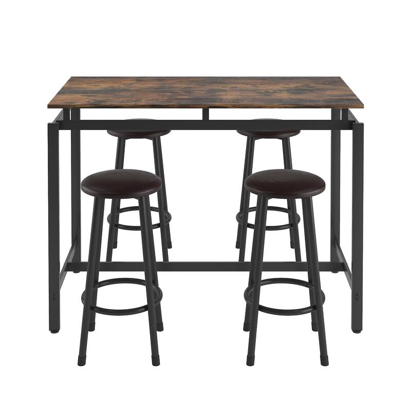 5-Piece Kitchen Counter Height Dining Table and Chairs Set, Bar Table with 4 Stools, Coffee Table, Workbench, Breakfast Table
