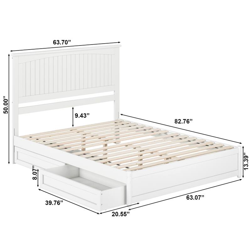 Malta Platform Bed with Panel Footboard and Storage Drawers
