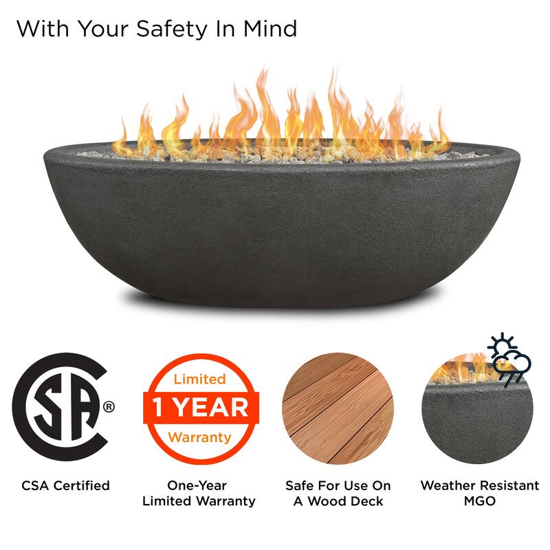 Riverside 48" Oval Propane Fire Bowl in Shale by Real Flame