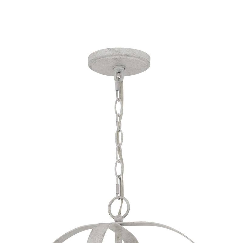 Baty Chandelier, 4 Light Rustic Rattan Round, White Metal 21 Inch