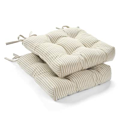 Lush Decor Farmhouse Ticking Stripe Yarn Dyed Chair Pad 2-Pack