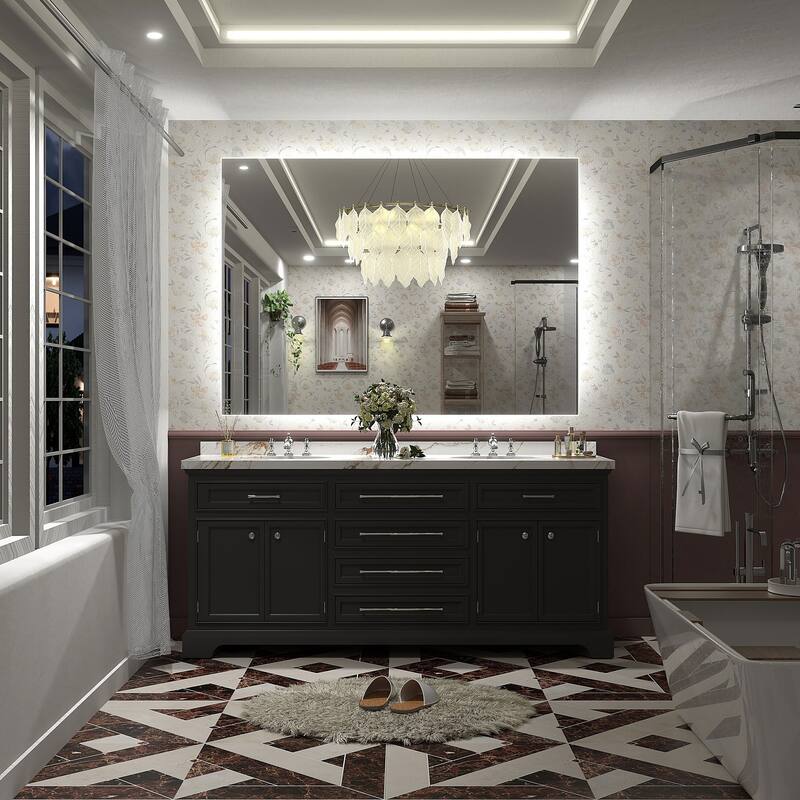 Frameless Anti-Fog 3 Colors Dimmable LED Backlit Wall Bathroom Vanity Mirror