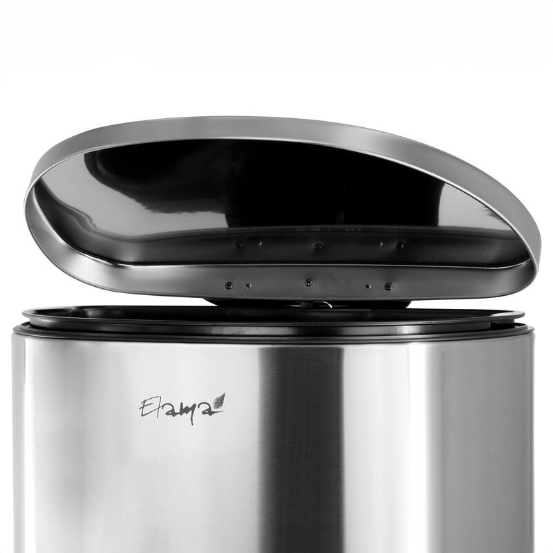 Elama 50Litter 13 Gallon Half Circle Stainless Steel Step Trash Bin with Slow Close Mechanism in Matte Silver