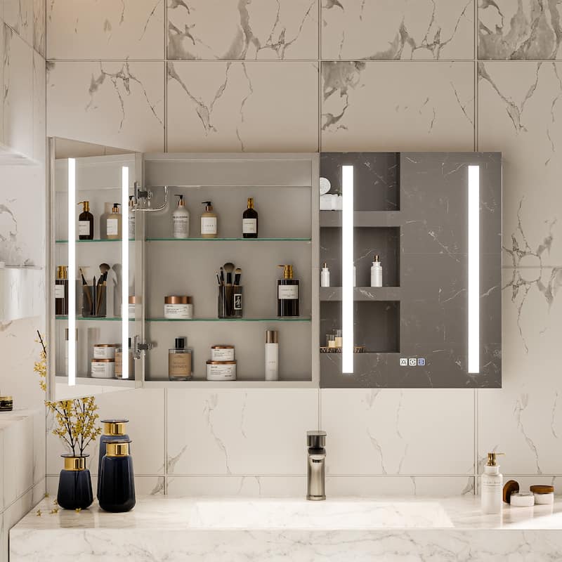 Modland Recessed Medicine Cabinet with Light - 20/24 Inch Aluminum, Adjustable Shelves