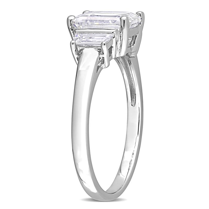 2 1/3ct DEW Created Moissanite Three-Stone Engagement Ring in Sterling Silver