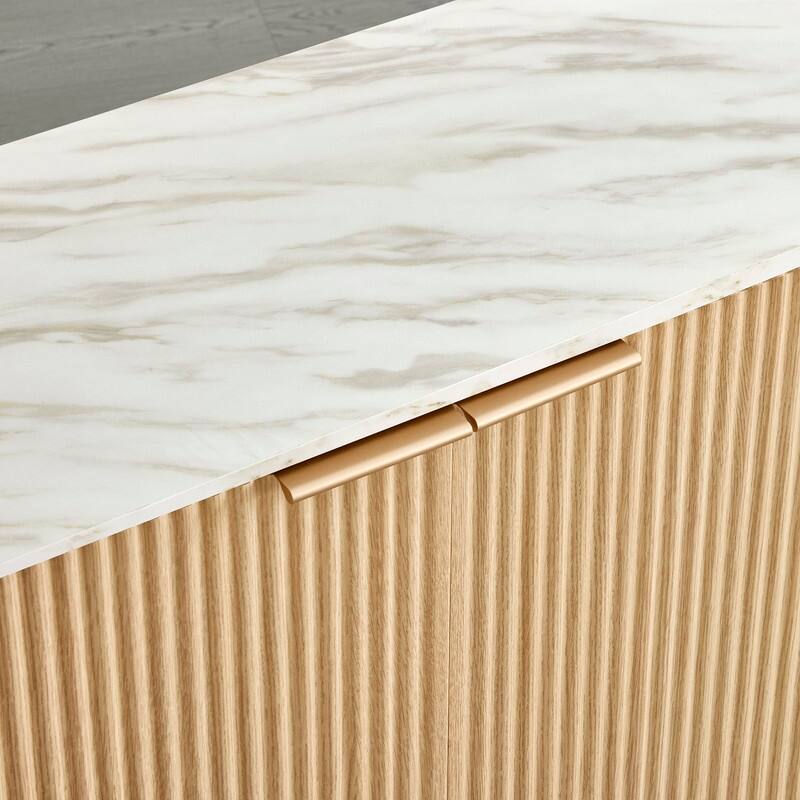 Spruce & Spring 70-inch Wide Modern Sideboard Cabinet with Semi-Cylindrical Columns