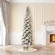 preview thumbnail 27 of 42, Glitzhome Pre-Lit Flocked Pencil Spruce Artificial Christmas Tree with Warm White Lights
