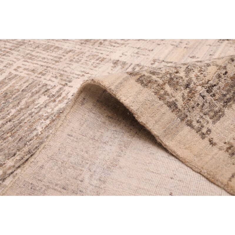 ECARPETGALLERY Hand Loomed Elysian Beige, Taupe Wool Rug - 8'0 x 9'11