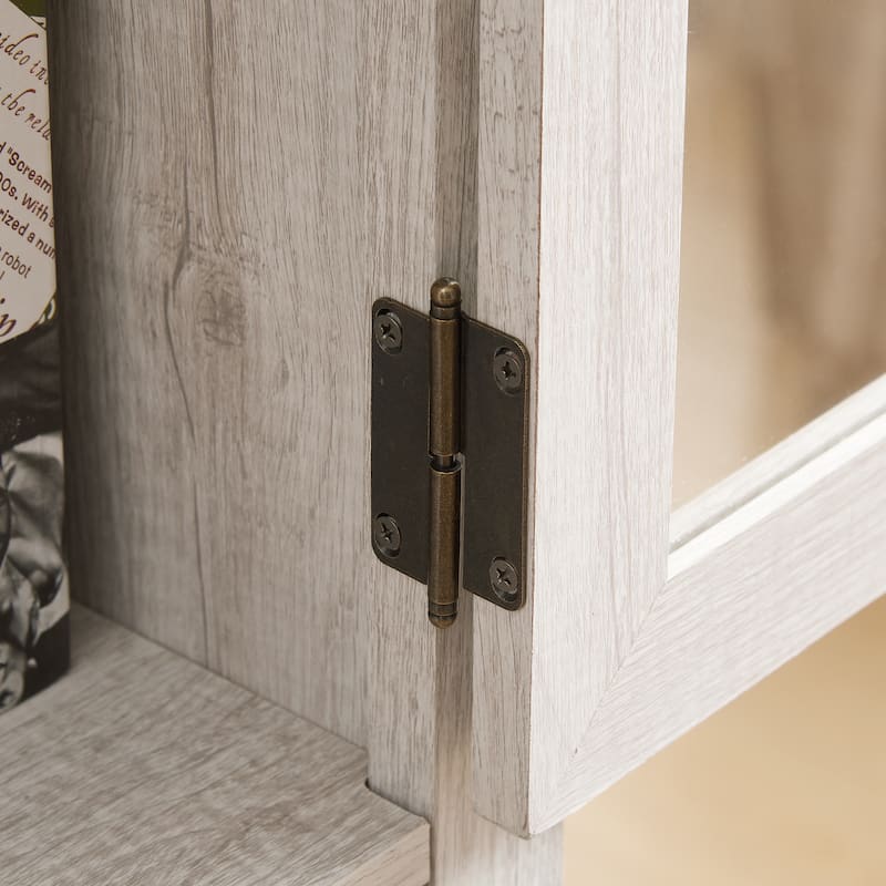 GDF Studio - Modern Tall Storage Cabinet with Drawer and Glass Doors.