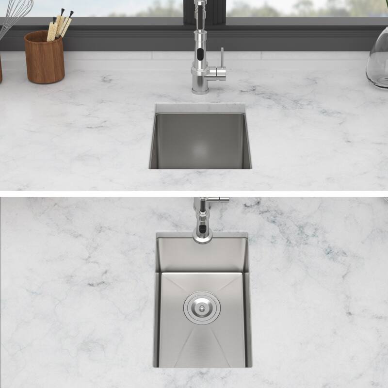 Undermount 16 Gauge Single Bowl Stainless Steel Kitchen Sink in Brushed Nickel