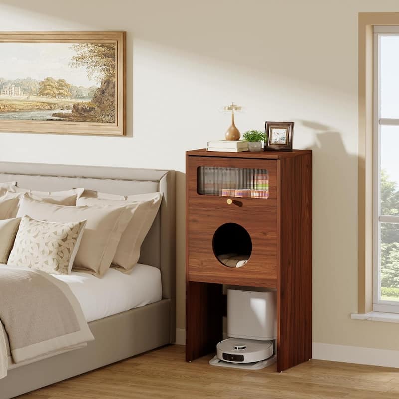 Cat Litter Box Enclosure with Storage Cabinet