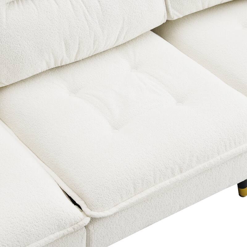 L-shaped Convertible Sectional Sofa, 4 Seat Tufted Couch Set