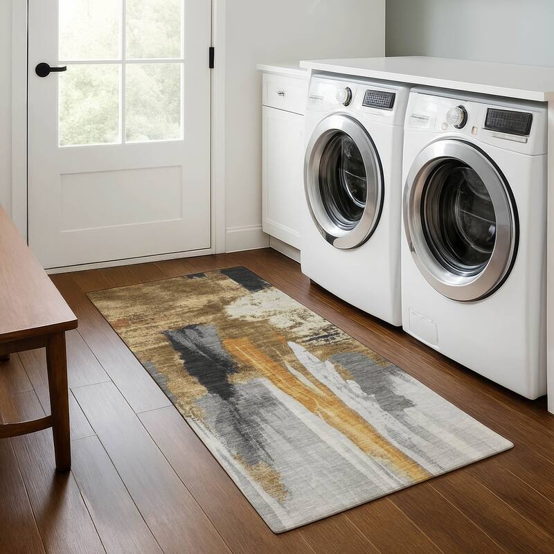 Premium Washable Super Soft Abstract Glam Mayfield Rug - Black - 2'3" x 7'6"