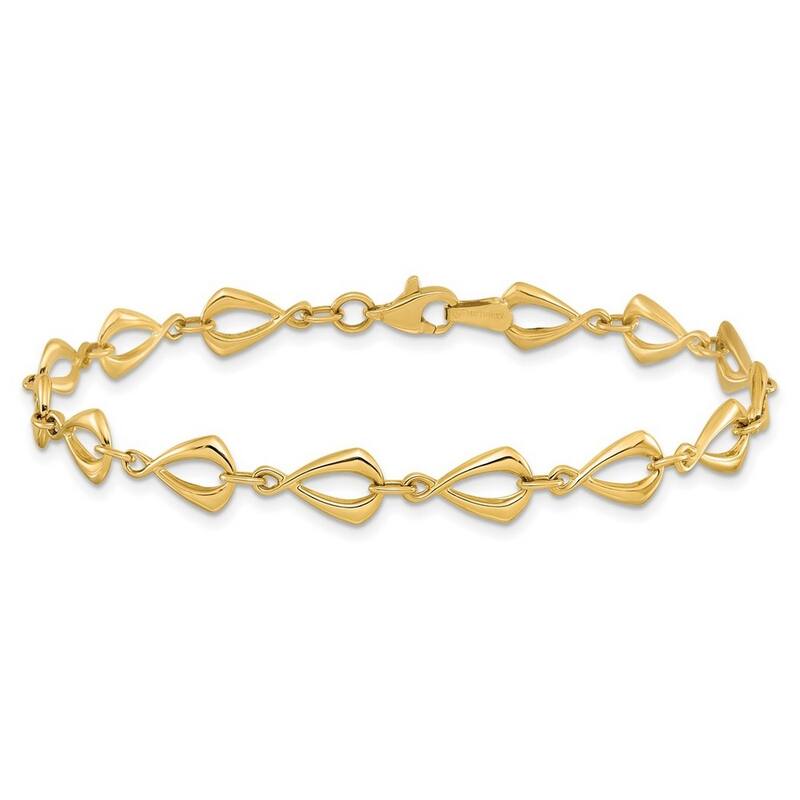 Curata 14k Yellow Gold Polished Fancy Link Bracelet 7.5 Inch