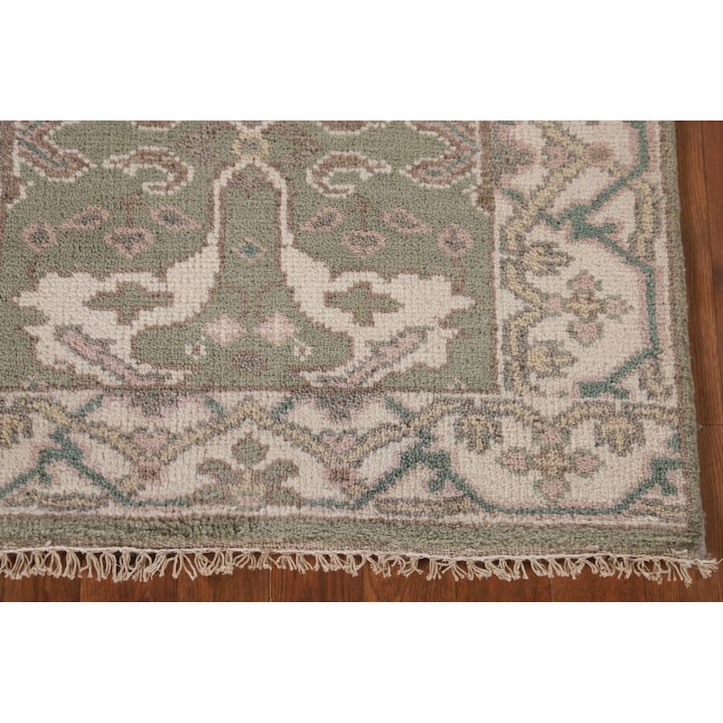Green Oushak Indian Accent Rug Handmade Wool Carpet - 2'8"x 6'0"