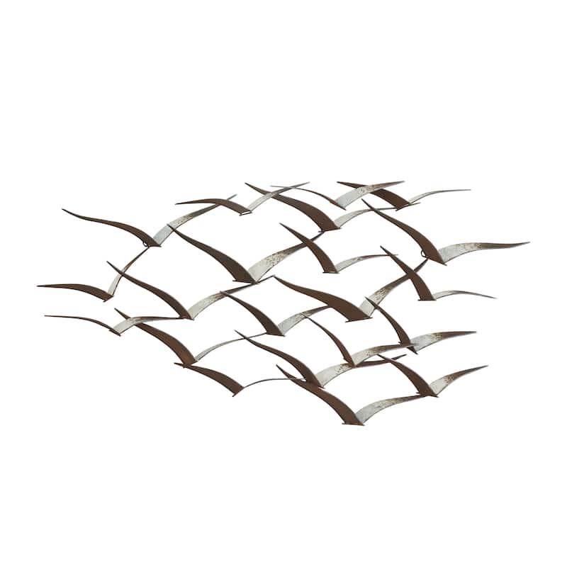 Metal Bird Sleek Flying Home Wall Decor - Gold, Black, Brown, Blue, Silver - Roche River Decor - Brown - 45"W, 24"H