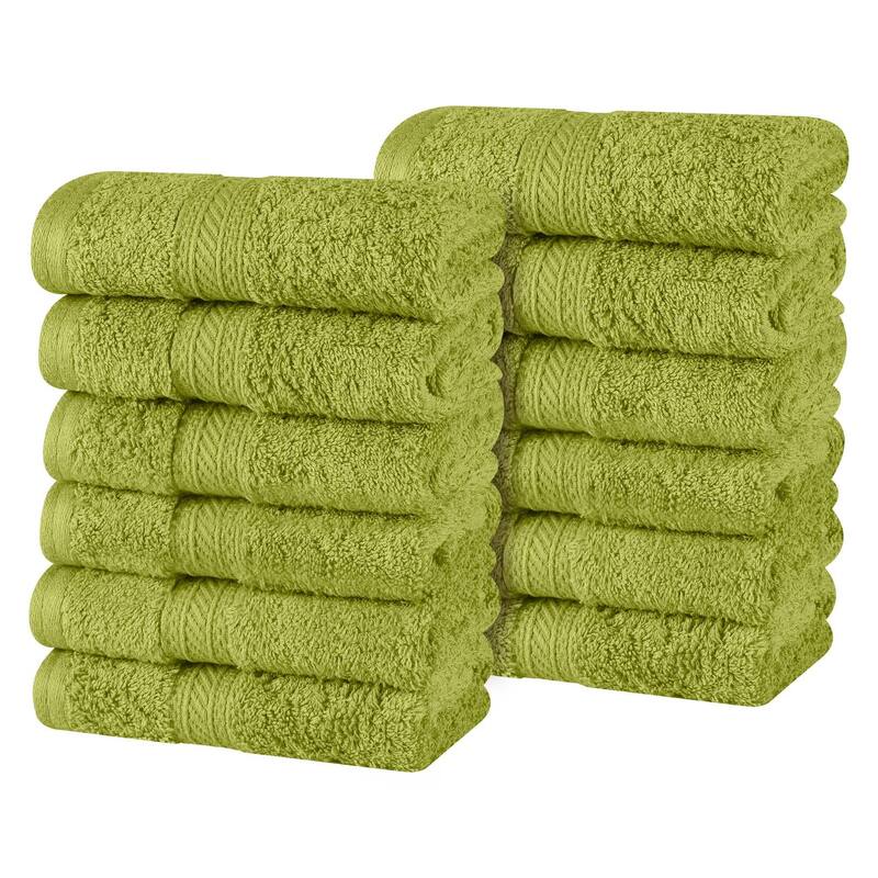 Superior Atlas Cotton Plush Heavyweight Face Towel Washcloth Set of 12