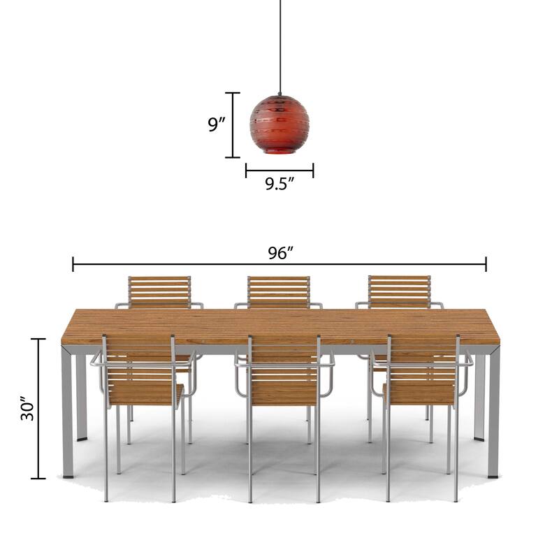 Hayley River of Goods Black Metal and Red Blown Glass 9.5-Inch Pendant Light with Adjustable Hanging Cord - 9.5" x 9.5" x 64"